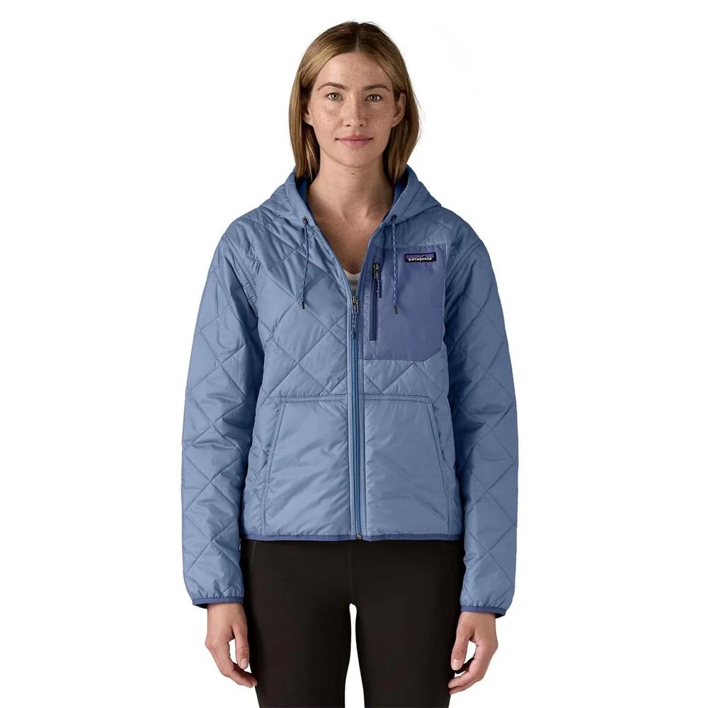 Patagonia Women's Diamond Quilted Bomber Hoody in Barnacle Blue